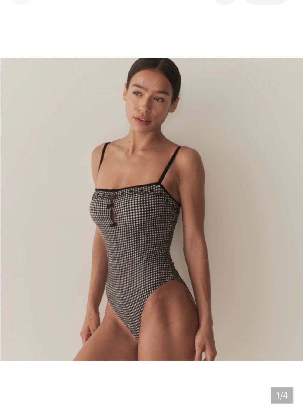 Doen Adrielle Swim in M - Black & White Gingham One-Piece Swimsuit